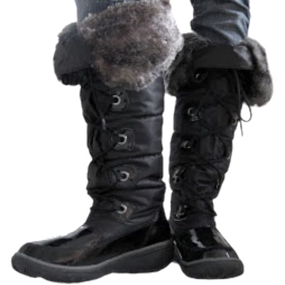 Cougar waterproof tall winter boots Women’s Sz 7 Ringo Star Black Patent - Picture 3 of 15